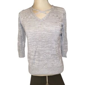 Lety & Me sweater criss/cross v-neckline elbow length sleeve size small